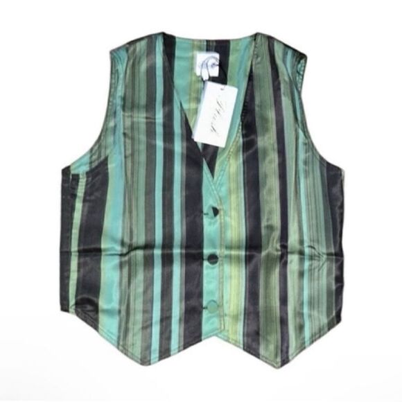 Plush Revolve Striped Green & Black Pants Vest Set(Size Small) - Picture 5 of 8